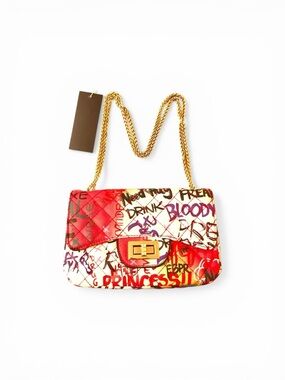 Quilted Graffiti Bag Gold Hardware